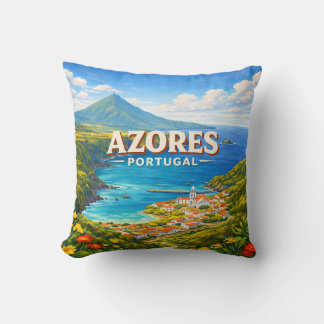 Azoren Portugal Vintage Reiseposter Kissen