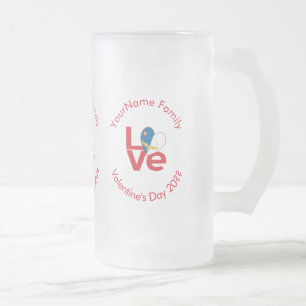 Azoren Rot LOVE Flag Personalisiert  Mattglas Bierglas