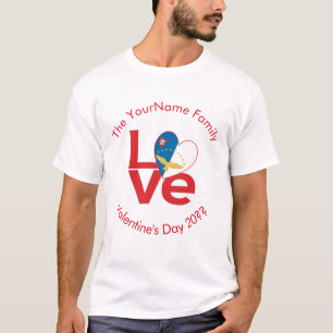 Azoren Rot LOVE Flag Personalisiert  T-Shirt