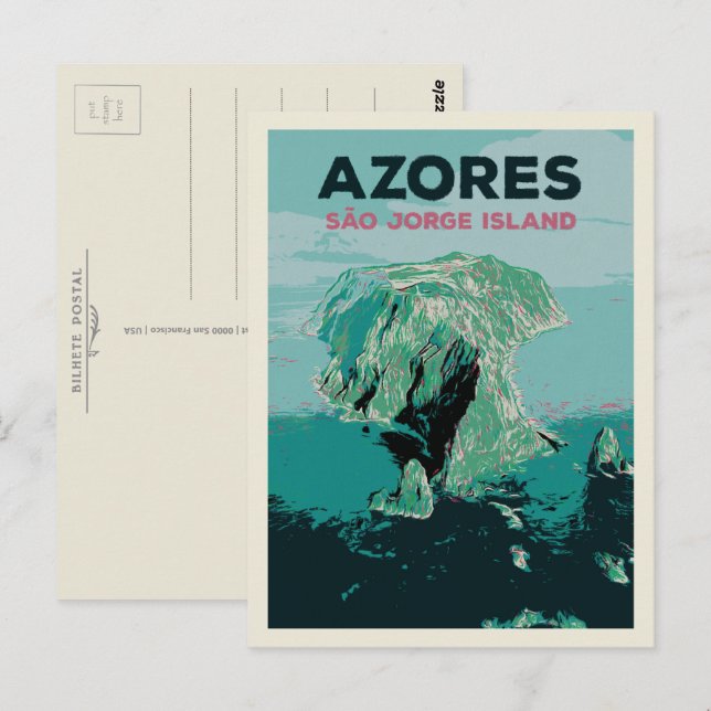 Azoren Saint Jorge Insel, Portugal Illustration Postkarte (Vorne/Hinten)