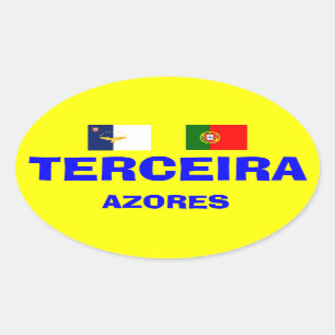 Azoren - Terceira Euro-ähnliche ovale Tasse Ovaler Aufkleber