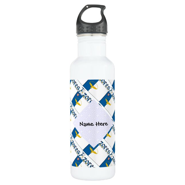 Azoren und Azoren - Personalisiert gezogene Flagge Edelstahlflasche (Vorderseite)