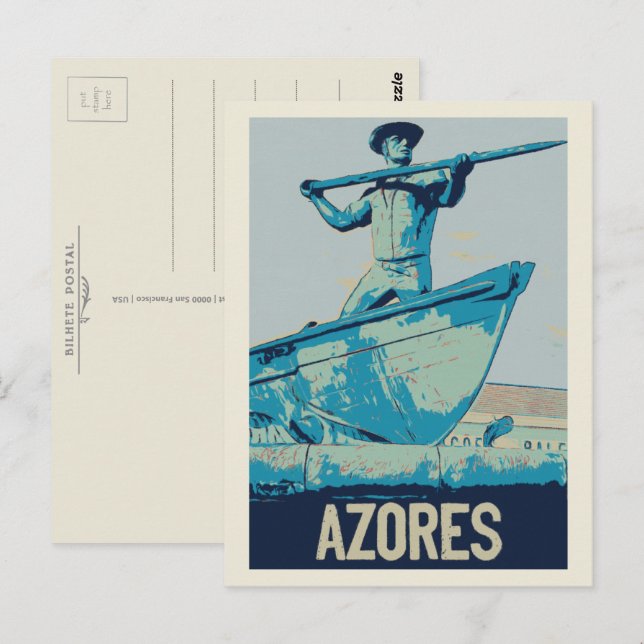 Azoren Whale Jäger - Beispiel Portugal Postkarte (Vorne/Hinten)