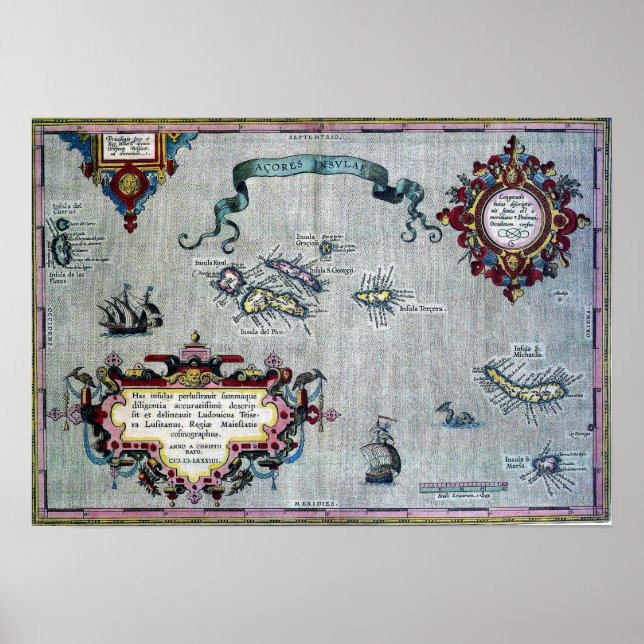 Azores Historic Map Poster (Vorne)