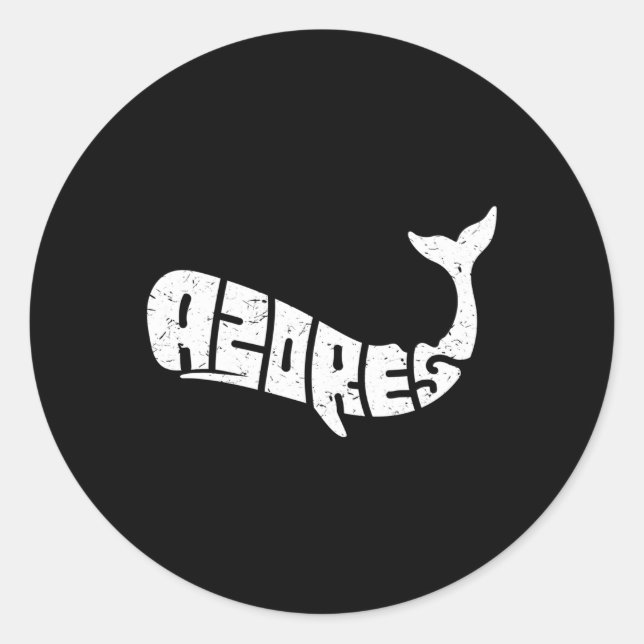 Azores Whale Word Animal Runder Aufkleber (Vorderseite)