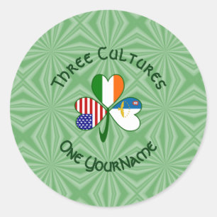 Azorisch Irisch Amerikanische Flaggen Shamrock Per Runder Aufkleber