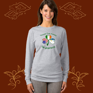 Azorisch Irisch Amerikanische Flaggen Shamrock Per T-Shirt