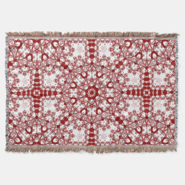 Azra ・ Rotes und weißes geometrisches Mandala Decke