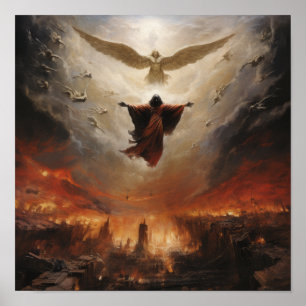 Azrael flottant au-dessus de l'humanité - Poster m