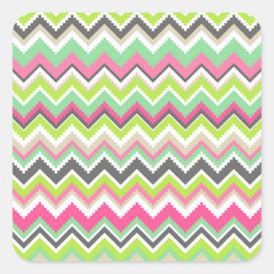 Aztec Andes Tribal Mountains Zickzack Zig Zags Quadratischer Aufkleber