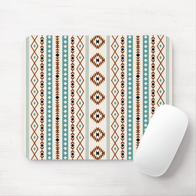 Aztec Aquamarin Terracotta Blk Cr Mix Motif (V) Mu Mousepad (Mit Mouse)