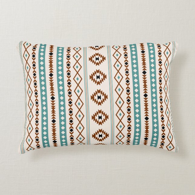 Aztec Aquamarin Terracotta Blk Crm Mix Motifs(V)Mu Dekokissen (Vorderseite)