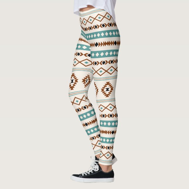 Aztec Aquamarin Terracotta Blk Crm Mixed Motifs Mu Leggings (Links)