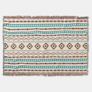 Aztec Aquamarin Terracotta-Schwarz-Creme-Mischmust Decke