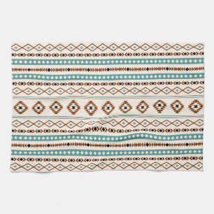 Aztec Aquamarin Terracotta Schwarzes Creme Mixed M Geschirrtuch