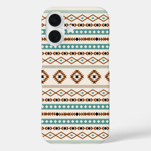 Aztec Aquamarin Terracotta Schwarzes Creme Mixed M iPhone 16 Hülle