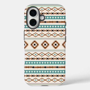 Aztec Aquamarin Terracotta Schwarzes Creme Mixed M iPhone 16 Hülle