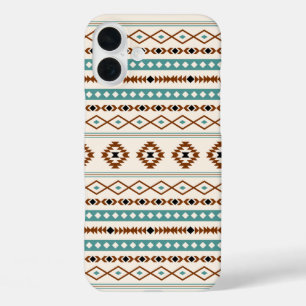 Aztec Aquamarin Terracotta Schwarzes Creme Mixed M iPhone 16 Plus Hülle
