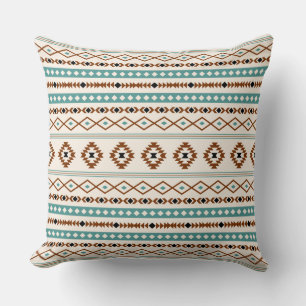 Aztec Aquamarin Terracotta Schwarzes Creme Mixed M Kissen