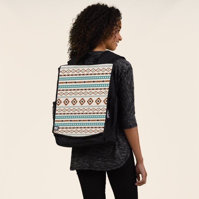 Aztec Aquamarin Terracotta Schwarzes Creme Mixed M Rucksack (Ausgewaschen)