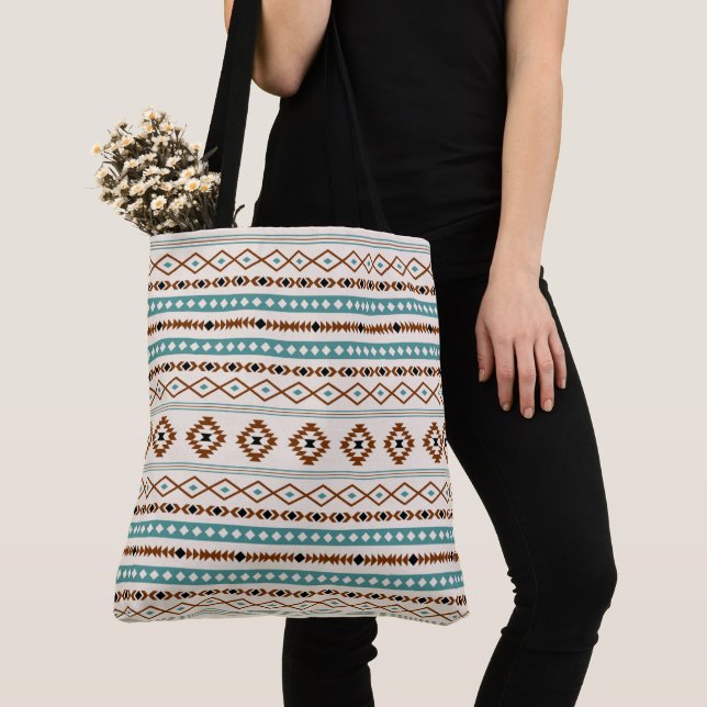Aztec Aquamarin Terracotta Schwarzes Creme Mixed M Tasche (Von Nahem)