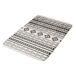 Aztec Black on Cream Mixed Motifs (V) Muster Badematte