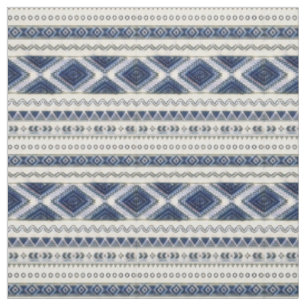 Aztec Blauer und Weiße Nahtlose Premium-Stoffe Stoff