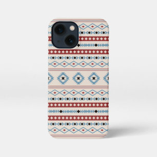 Aztec Blue Red Black Cream Mixed Motifs Muster iPhone 13 Mini Hülle