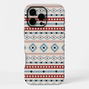 Aztec Blue Red Black Cream Mixed Motifs Muster iPhone 16 Pro Max Hülle