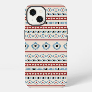 Aztec Blue Red Black Cream Mixed Motifs Muster iPhone Hülle