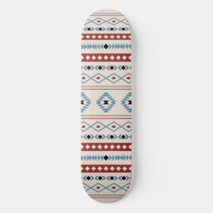 Aztec Blue Red Black Cream Mixed Motifs Muster Skateboard