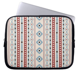 Aztec Blue Red Black Cream Mixed Motifs V Muster Laptopschutzhülle