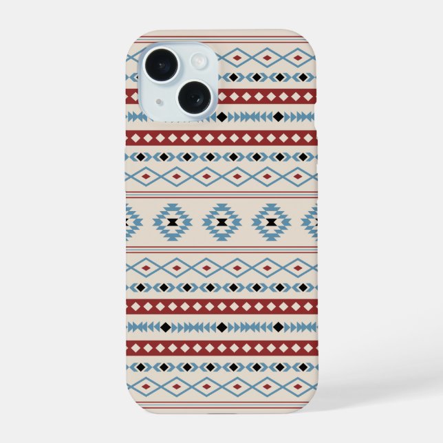 Aztec Blue Red Black Cream Mixte Motifs Motif (Verso)