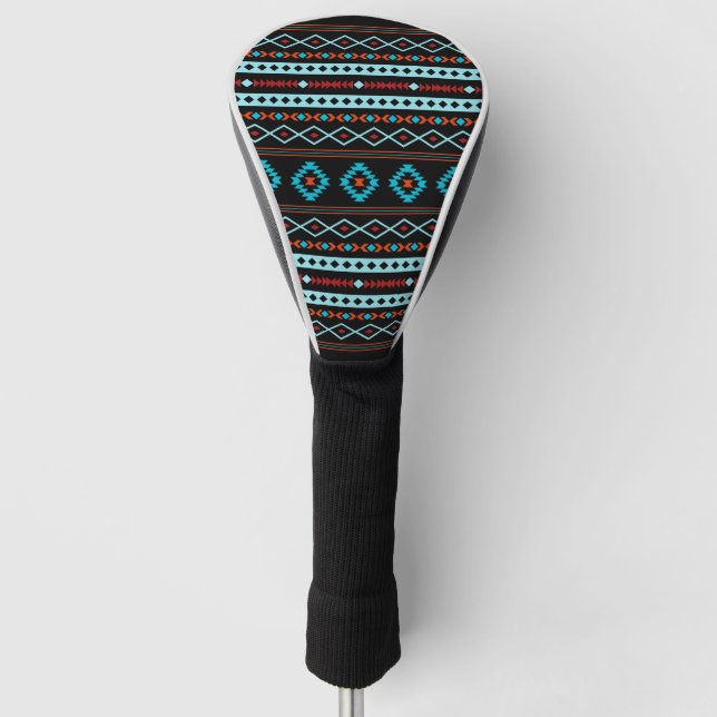 Aztec Blues Reds Black Mixed Motifs Pattern Golf Headcover (Vorderseite)