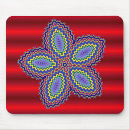 Aztec-Blume mit lebendigem rotem Hintergrund Mousepad