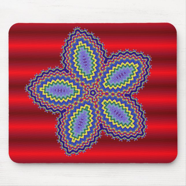 Aztec-Blume mit lebendigem rotem Hintergrund Mousepad (Vorne)