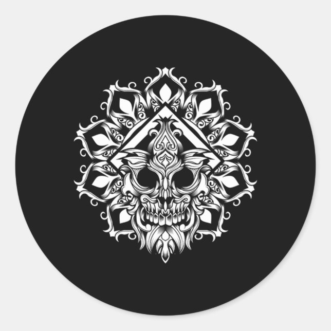 Aztec Blume Skull Maya Inca Kultur Runder Aufkleber (Vorderseite)