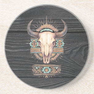 Aztec Boho Skull Getränkeuntersetzer