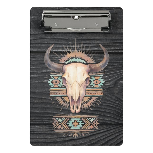 Aztec Boho Skull Mini Klemmbrett (Vorderseite)