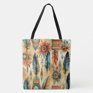 Aztec Boho Tribal Blue Feathers Tasche
