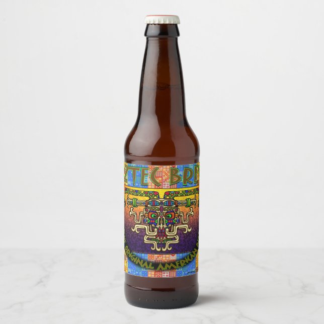 Aztec braut das Original-amerikanische Bier Bierflaschenetikett (Vorderseite)
