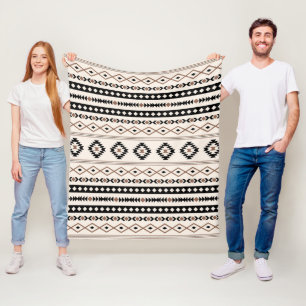 Aztec Brown Black Cream Mixed Motifs Muster Fleecedecke