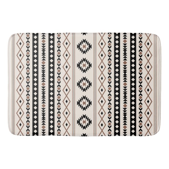 Aztec Brown Black Cream Mixed Motifs Pattern Beach Badematte (Vorderseite)
