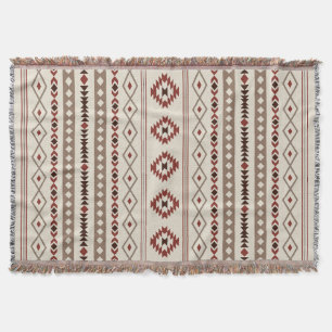 Aztec Browns Rust Cream Mixed Motifs V Muster Decke
