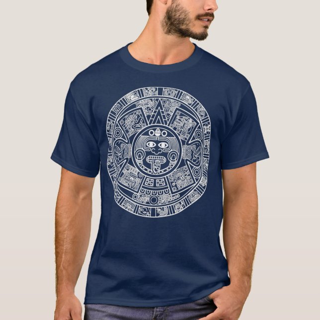 Aztec Calendar Mexica Nahuatl Mayan Sun Stone T-Shirt (Vorderseite)