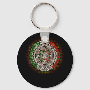 Aztec Calendar Sun Stone Mexican Art Carving Schlüsselanhänger
