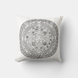 Aztec Calendar Vector Throw Pillow Kissen