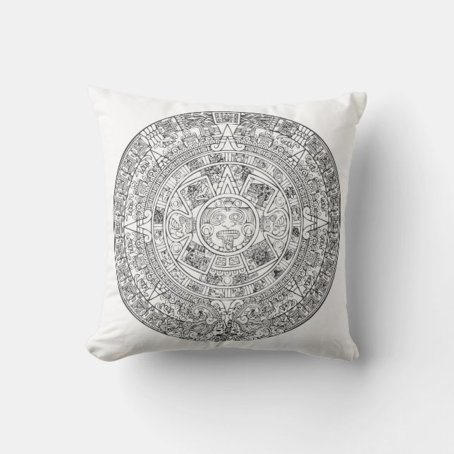 Aztec Calendar Vector Throw Pillow Kissen (Vorderseite)