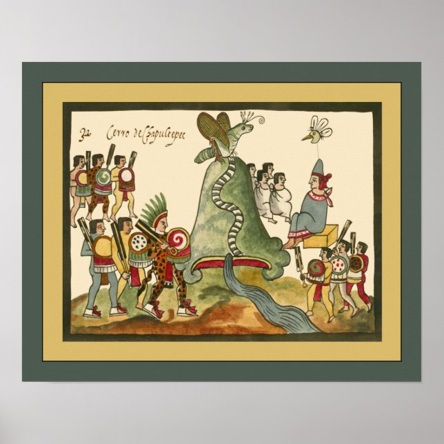 Aztec ~ Chapultepec Hill ~Archäologie ~Tovar Codex Poster (Vorne)