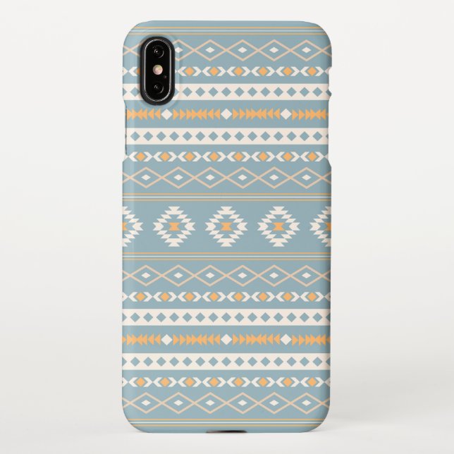 Aztec Cream Orange Blue Mixed Motif Muster iPhone Hülle (Rückseite)